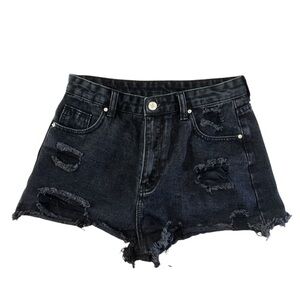 SHEIN Black Ripped Jean Shorts